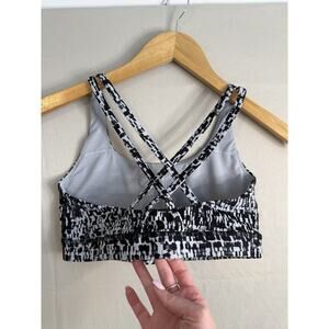 Lululemon Sports Bra Size 8 Black White Cross Back Medium Support Yoga Run